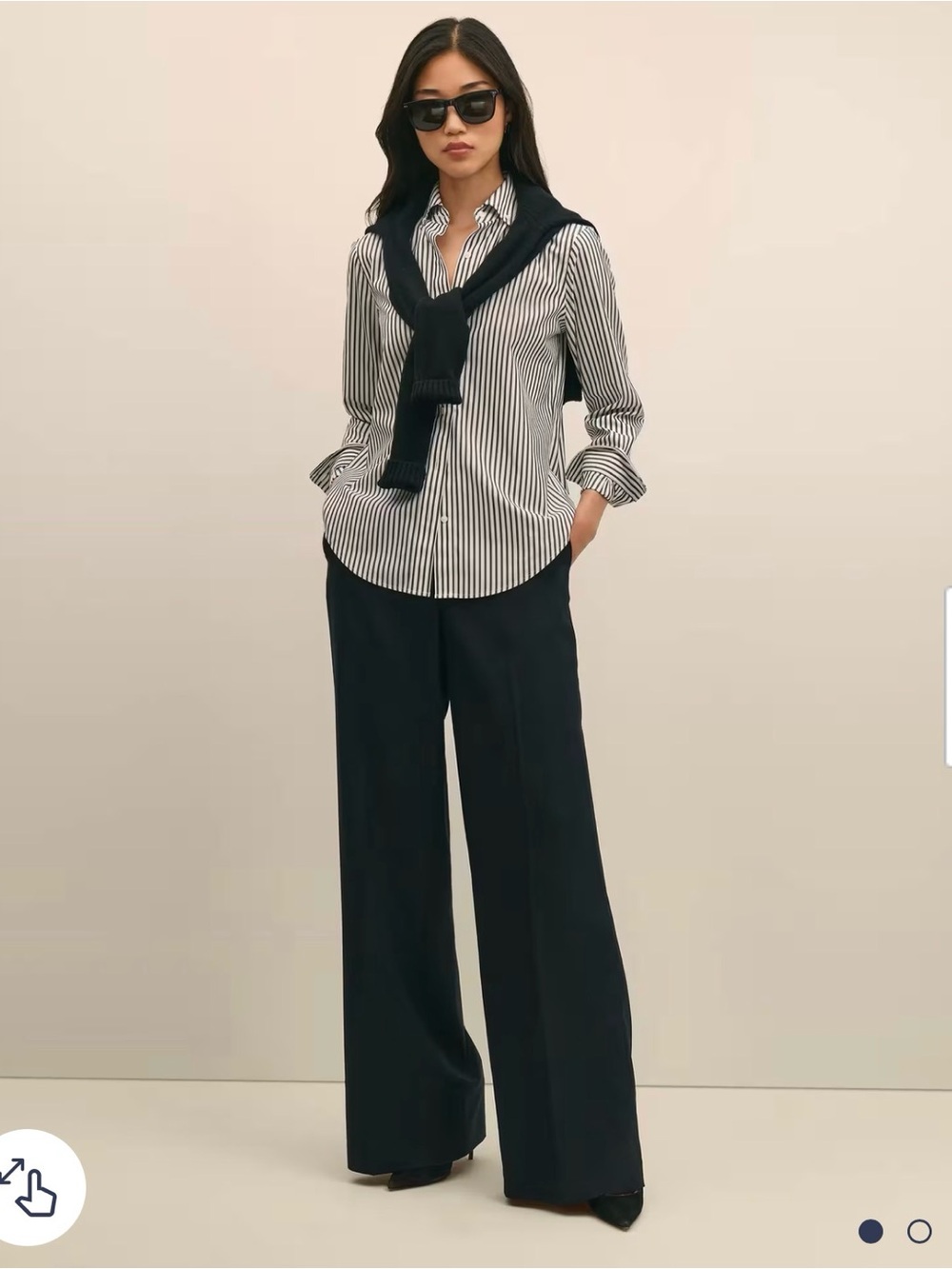 Brooks Brothers Black Wide-Leg Suit Pants Trousers Wool Woven in Italy sz 10